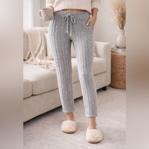 Macaron by BIBI Chenille Cable Knit Lounge Pants | Soft Gray | Drawstring SZ SM